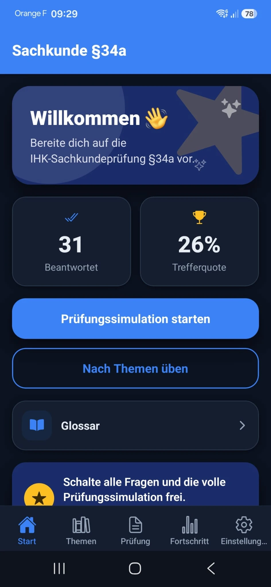 Screenshot der Sachkunde-§34a-App